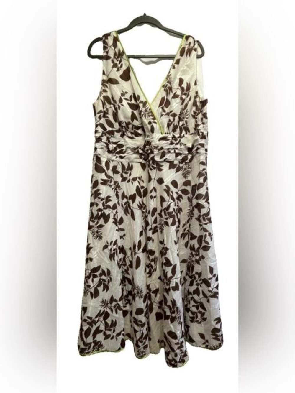 Robbie Bee White Dress with Brown Floral Print